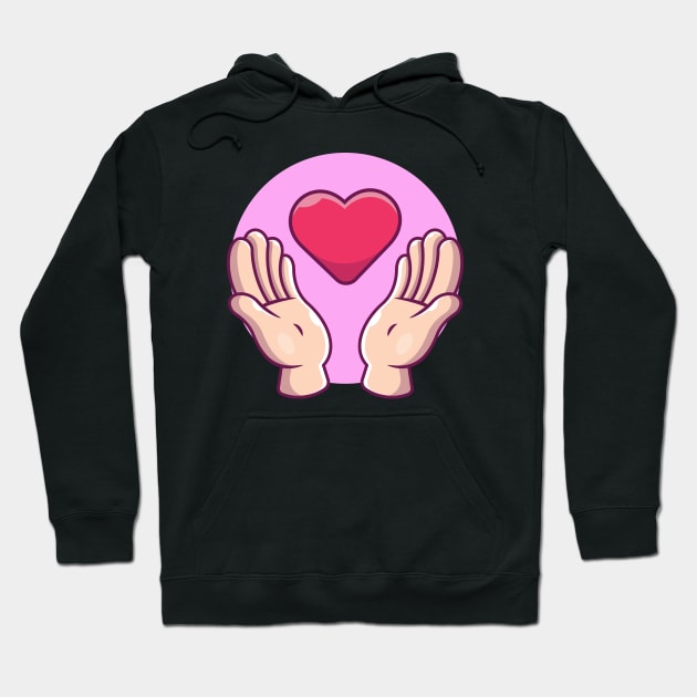 Hands catching love cartoon Hoodie by Catalyst Labs